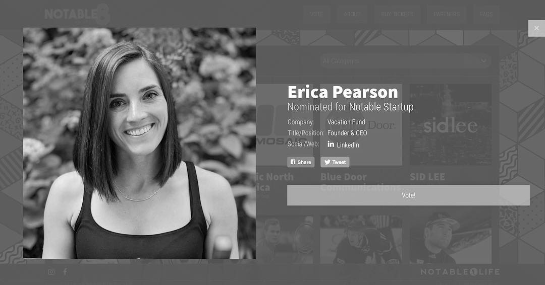 When @ericampearson was sitting on the RBC trading floor back in 2015, she read stories on <a href="/NotableCA/">Notable Life</a> every day about young entrepreneurs that were passionate about what they were doing. That was the beginning of <a href="/getvacationfund/">Vacation Fund</a> 😊🙏 lnkd.in/gy8huVg