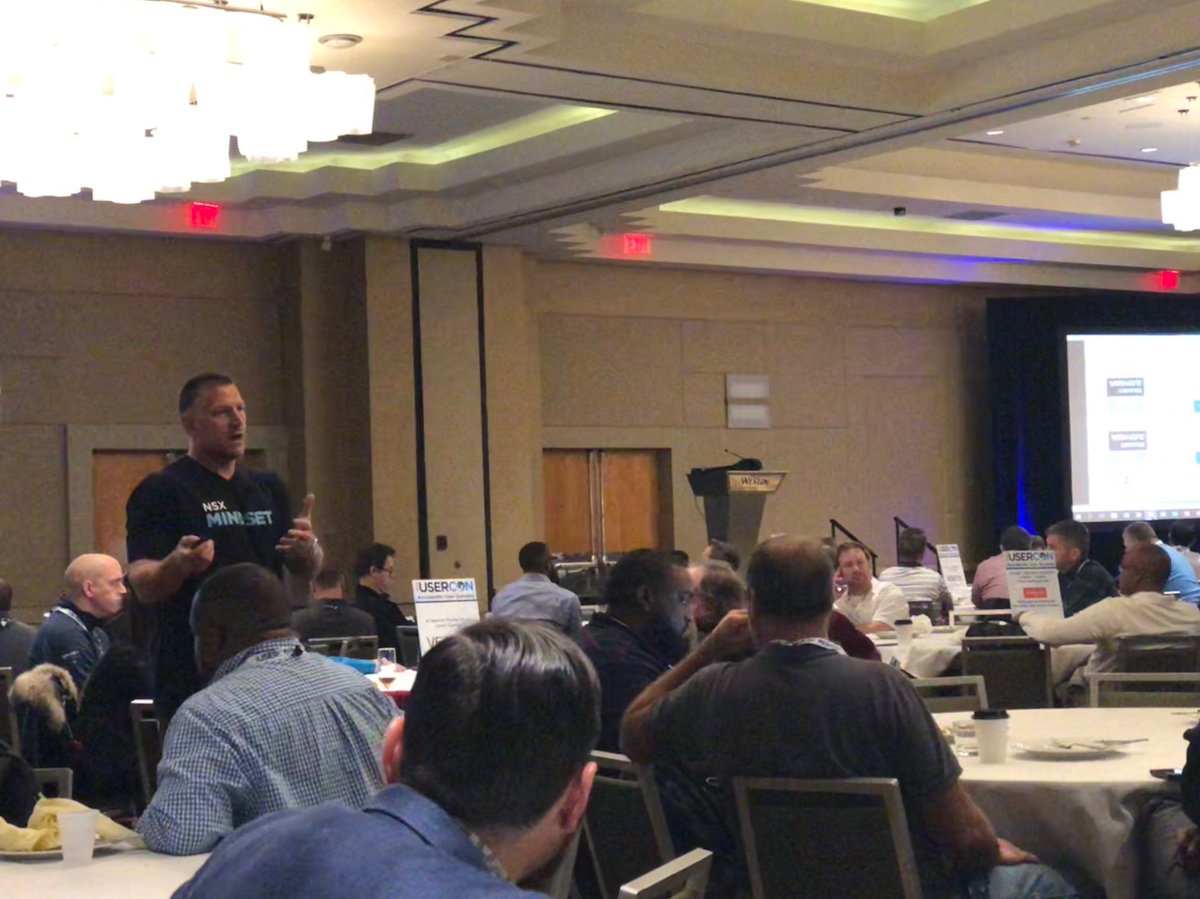 andriven's tweet image. @hcmccain delivering a walking keynote at @ATLVMUG @MyVMUG Usercon on &quot;NSX Mindset: The Psychology of Digital Transformation and Your Next Career Move&quot;. Great way to keep the audience engaged. #atlvmug