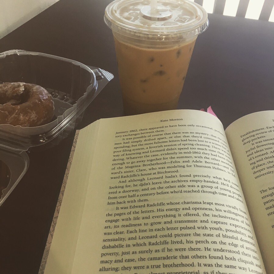 liblairian's tweet image. Some of my favorite things: iced latte, good book and pumpkin donut. Checking Sugar avenue and as a bonus, I'm the only one here so it is nice and quiet.  #trylocal #happyfallyall #pumpkineverything... suggestion bring headphones they only play one song ”Sweet Dreams” it gets old