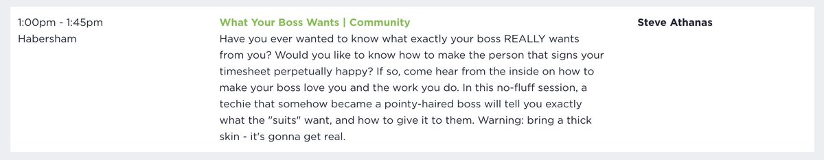 andriven's tweet image. @steveathanas walking through What Your Boss Wants in a community session at @ATLVMUG @MyVMUG Usercon - be curious &amp;amp; explore, be a Theory Y person, share knowledge, have a clear rationale for decisions, save your boss time, and more - lots of good depth and fun stories. #atlvmug