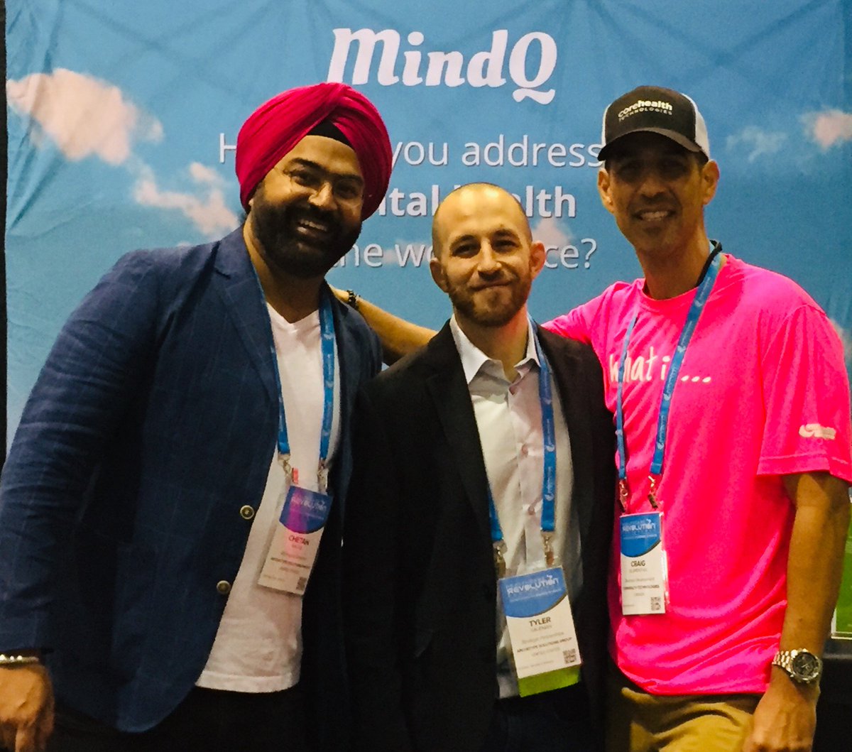 CoreHealth's Wellbeing Solution Sensei Craig Blumenthal with network partner MindQ hanging out at the @HREVconference #HREV18