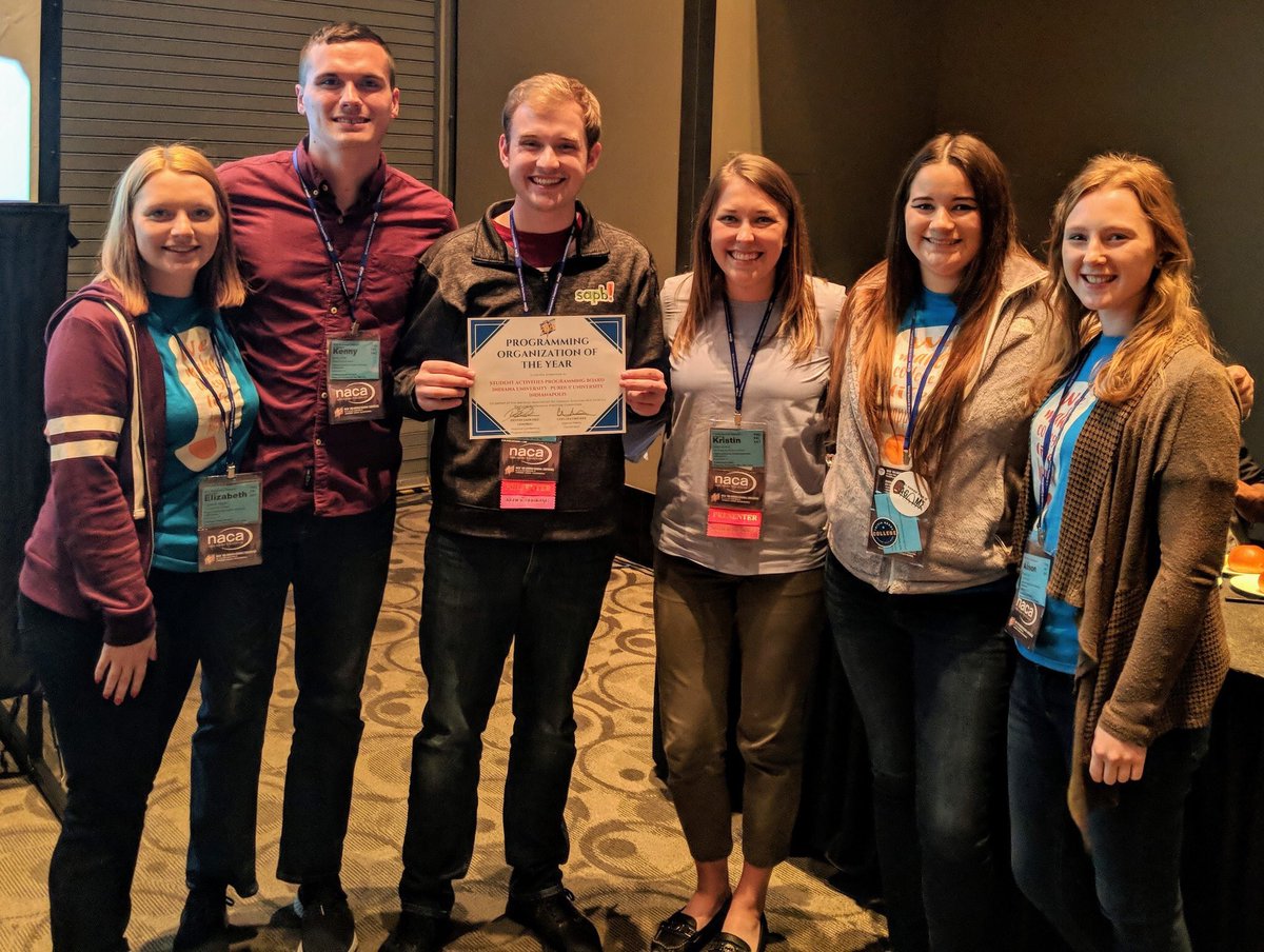 IUICampusCenter's tweet photo. Congrats to @iupuiSAPB on winning Programming Organization of the Year for the NACA Mid-American Region this past weekend! This is the 2nd time they have won it in 3 years and we couldn’t be more proud 👏🏼👏🏼👏🏼 #NACAMAM https://t.co/gfo2OEUWJj