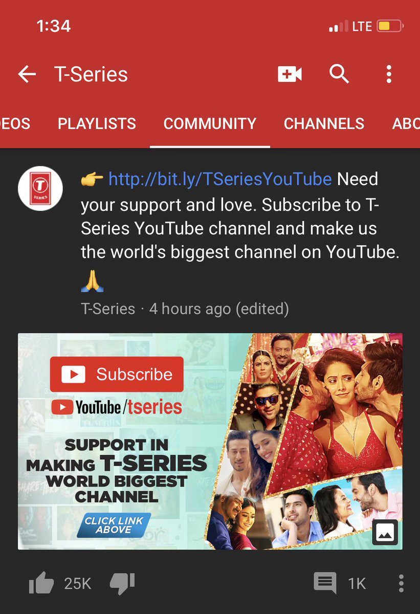 T-Series just launched a counterattack, gear up, we must advance at dawn.