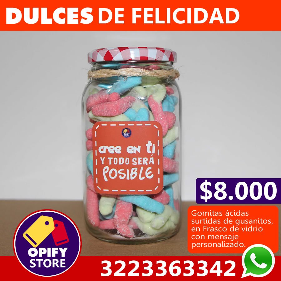 Tarro de cristal para dulces personalizable