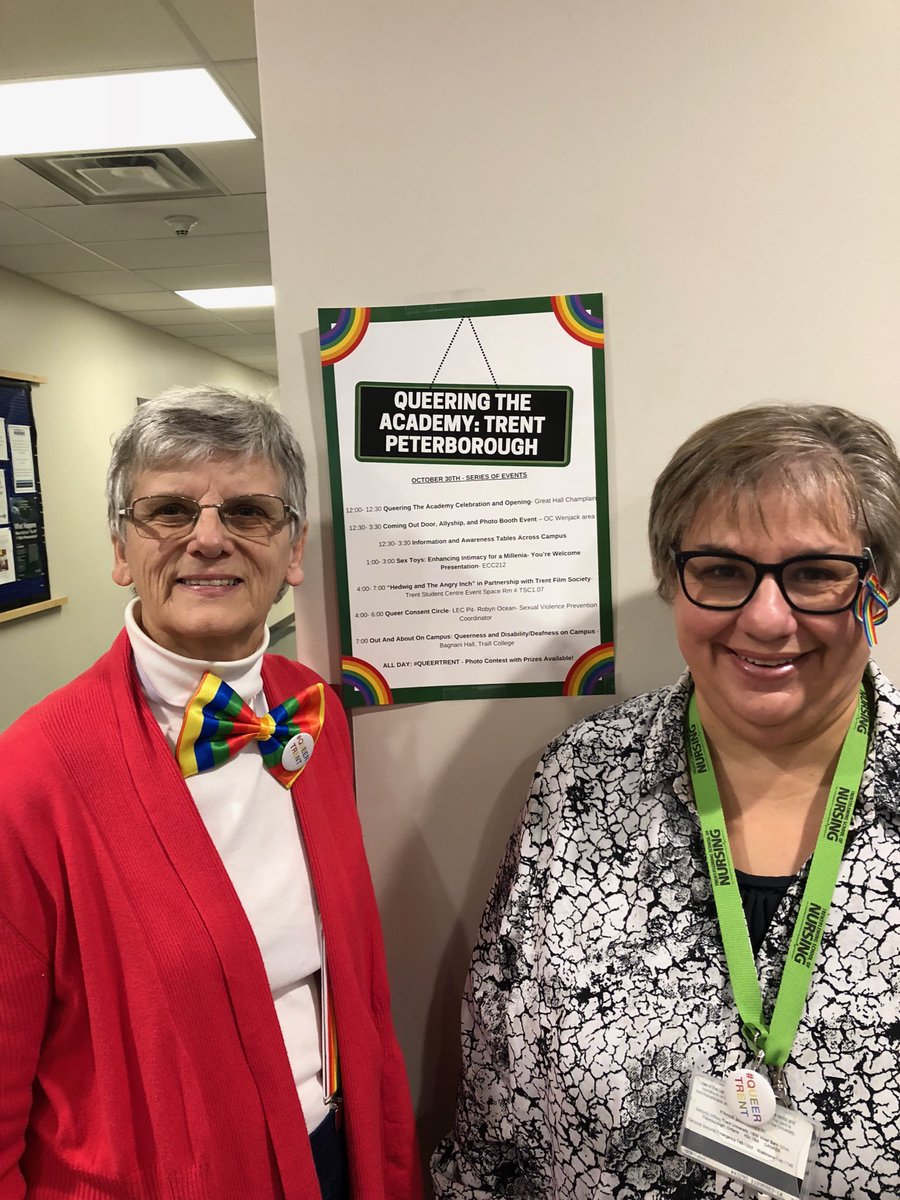 profmcintosh's tweet photo. @TF_Nursing @QueerTrent Nursing professors Cable-Williams & Thibeault showing nursing support for diversity #QUEERTRENT #TFSON #OTONABEECOLLEGE https://t.co/OpGi6kqwSd