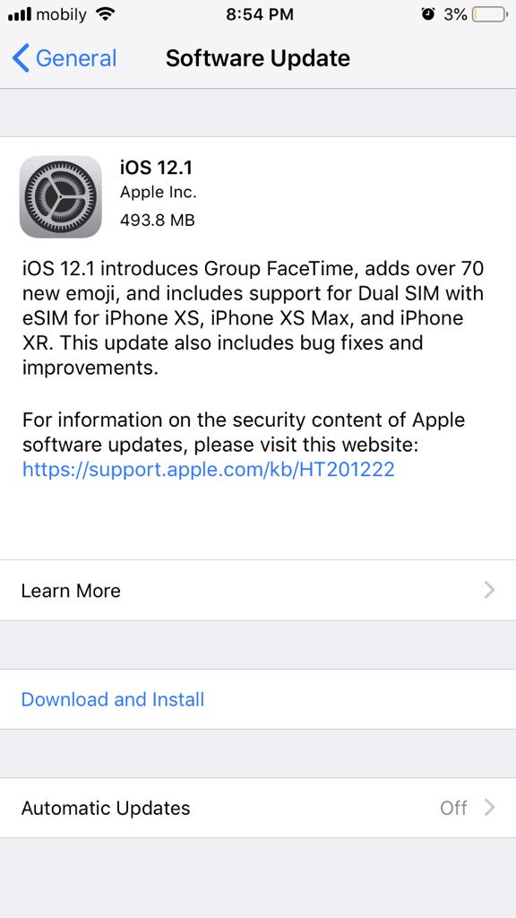 abdulrahmanaly0's tweet image. ابل تطلق تحديث #ios12_1 لاضافة العديد من المميزات منها : 
* تفعيل ميزة المكالمات الجماعية في تطبيق فيس تايم 
* تفعيل ميزة البورتريه قبل التصوير 
* والميزة الاهم وهي تفعيل ميزة ال eSIM ( الشريحة الالكترونية )