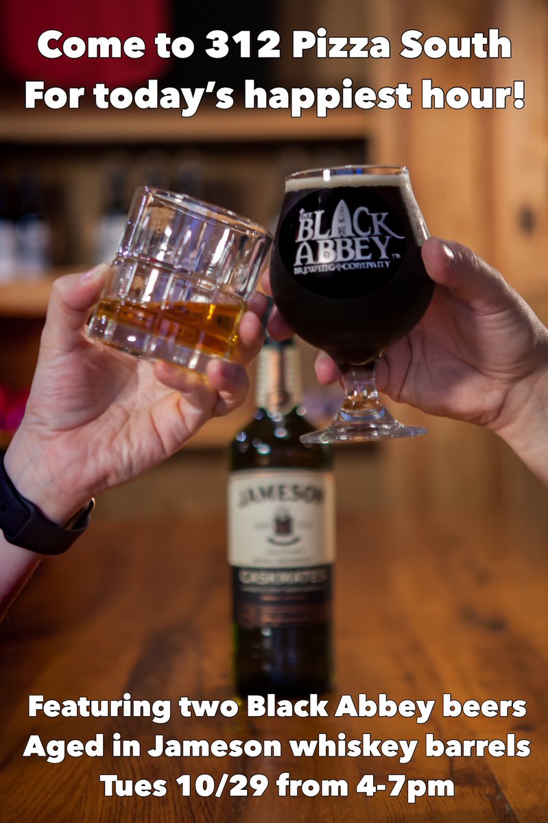 Step 1: hydrate. Step 2: stretch. Step 3: get ready to party at <a href="/312PizzaCo/">312 Pizza Company</a> on Nolensville Rd with <a href="/BlackAbbeyBrew/">Black Abbey Brewing</a> and <a href="/jamesonwhiskey/">Jameson Whiskey</a>. They’re pouring our Jameson barrel-aged beers from 4-7pm tonight!