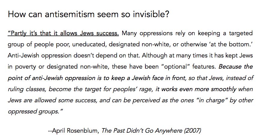 But we have also been subject to expulsions, pogroms, Inquisitions and genocide many times over — often, indeed, fueled by the trope of the greedy, crooked Jew serving as the scapegoat for other stresses and complexities in society.