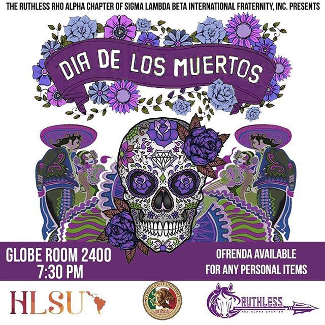 FSU_HLSU's tweet photo. ✨All are welcome to join MASA, Sigma Lambda Beta, and HLSU as we celebrate Dia de Los Muertos 💜 this Thursday, November 1st in the Globe room 2400 at 7:30 PM. Can’t wait to see you all there! 🇲🇽 https://t.co/INdKZThRyN https://t.co/t3gT1yRLDB