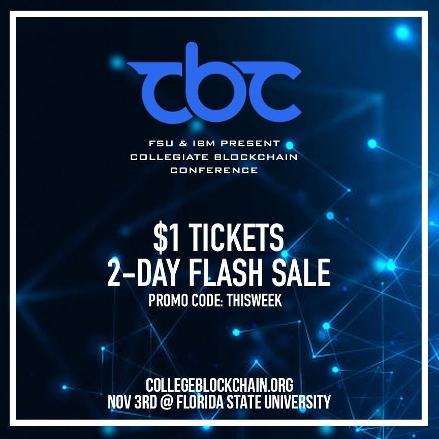 FSUBiz's tweet image. Don't miss the @CollegeBChain Conference this Saturday, November 3rd! This is one of the first conferences of its kind and we are so excited to partner with @IBM to provide this opportunity to students. Act fast &amp;amp; get tickets before it's sold-out: collegeblockchain.org