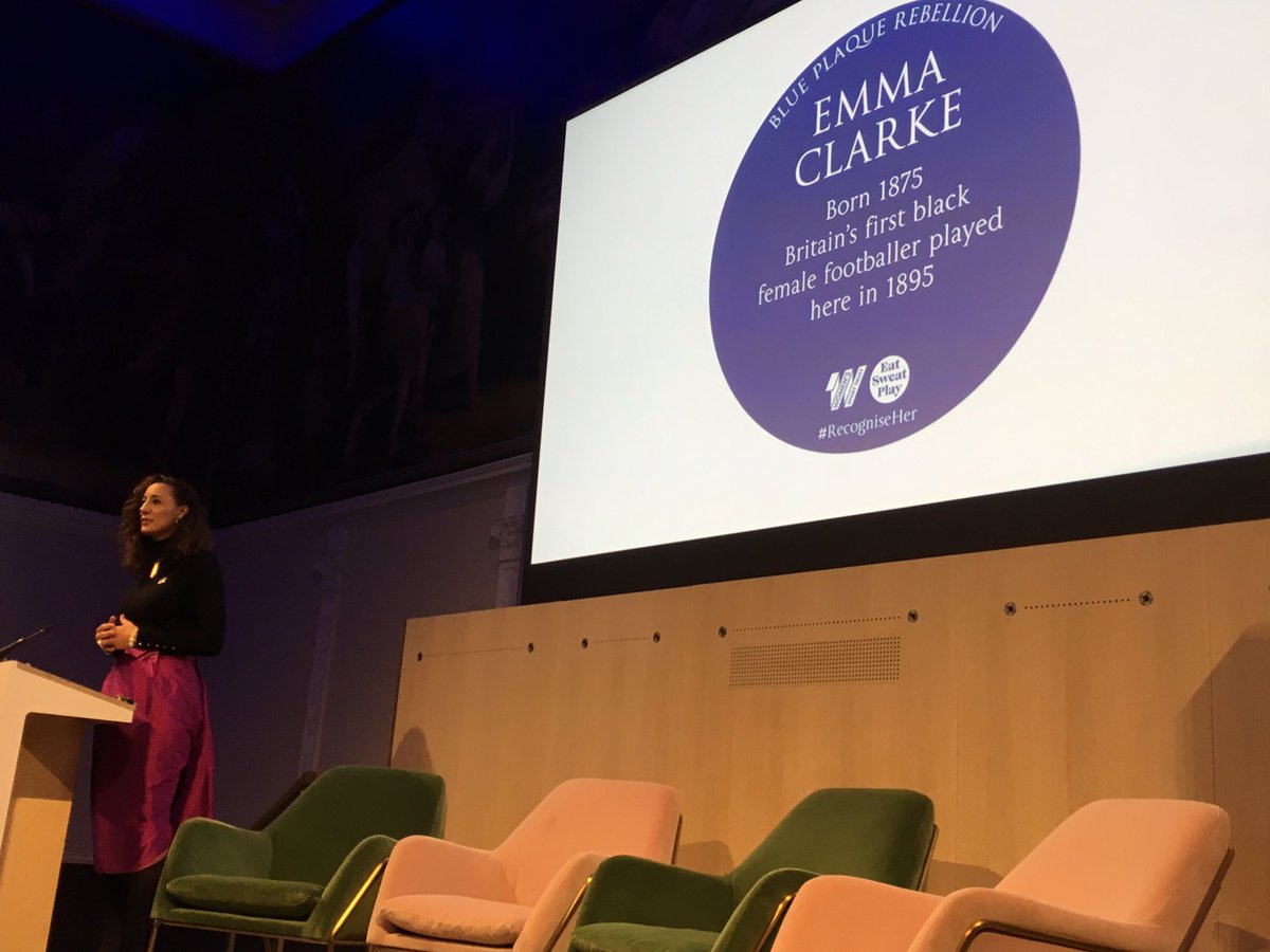 KellySimmo1's tweet photo. The fabulous @HelloMoore launching the celebrating Emma Clarke event - Britain’s first black female footballer as part of Black History Month https://t.co/EbJSnhG2o4