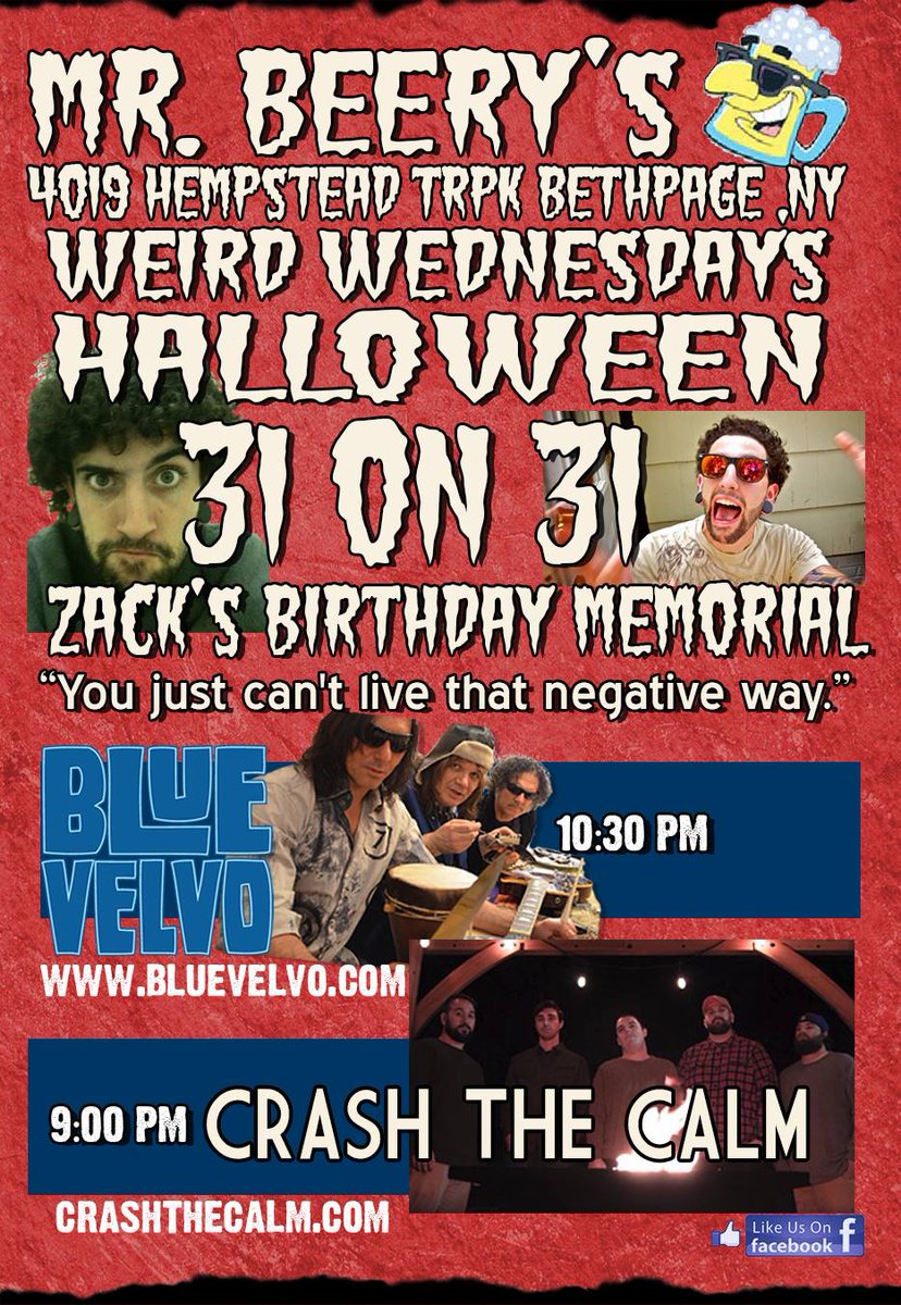 Come get weird &amp; spooky with <a href="/crashthecalm/">Crash the Calm</a> tomorrow night for Halloween at Mr. Beerys 👻💀