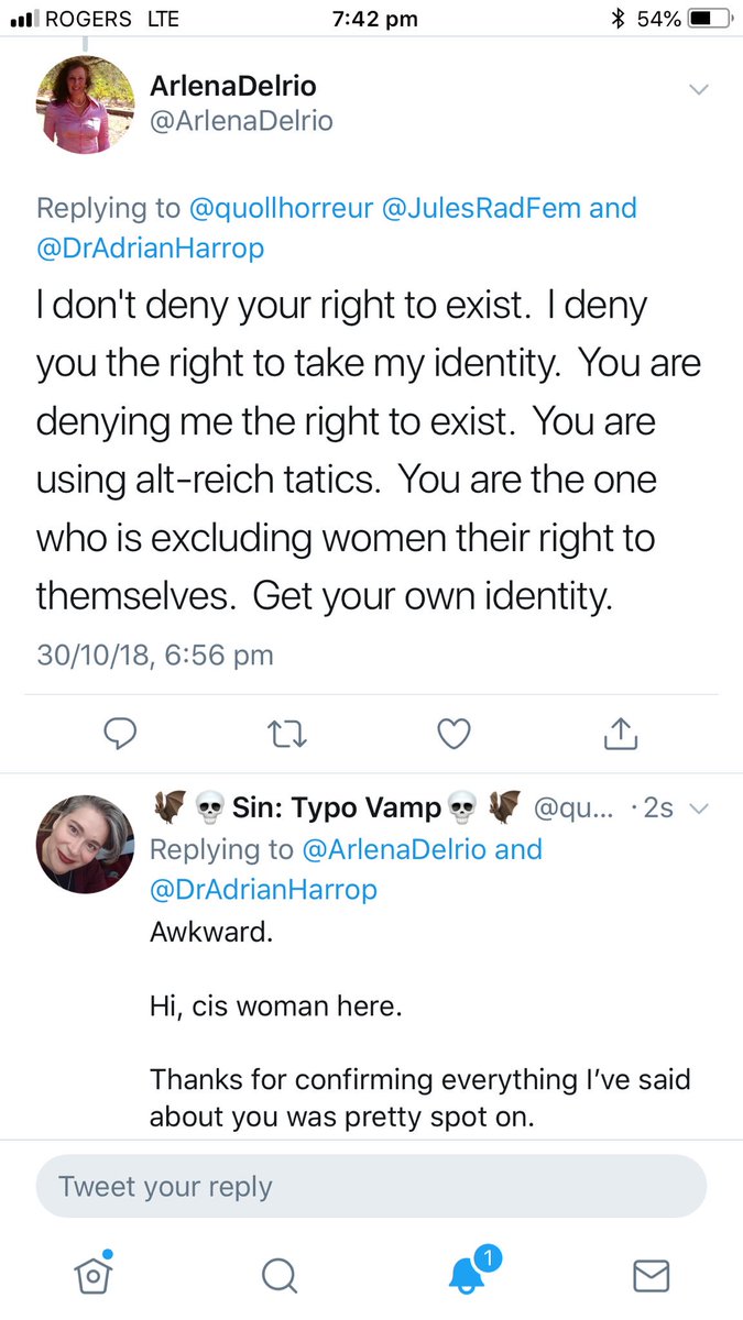 The  #TERFgoggles are strong here. After using the white supremacist rhetoric of “inclusion is about conceding rights” when called on it and other alt-Reich and trolling tactics. This.