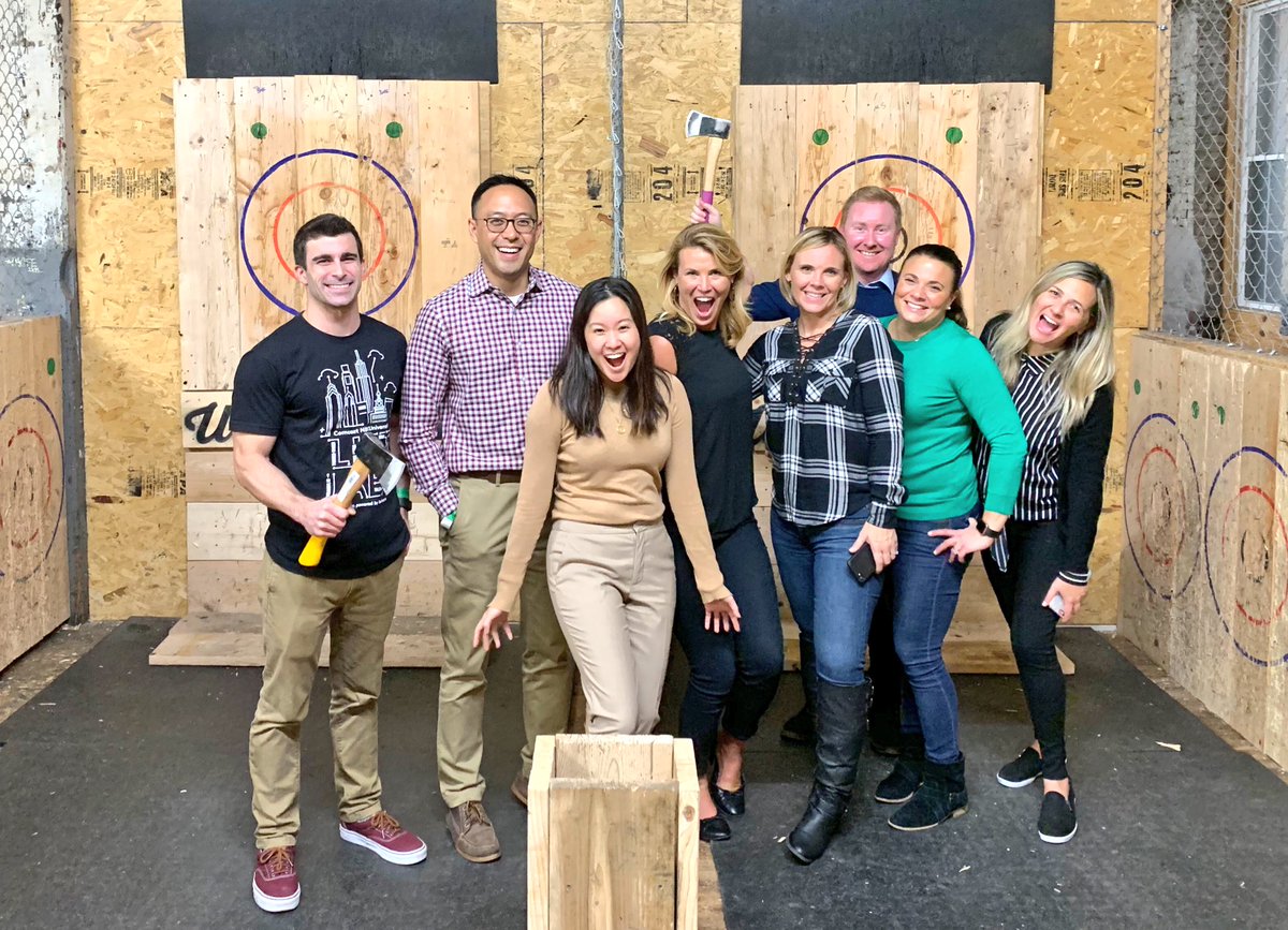 daniellecohn's tweet photo. Work hard. Play hard. With awesome people. #getup #startup #LIFT #axethrowing #icanthrowdown https://t.co/ktfzRJMqL2