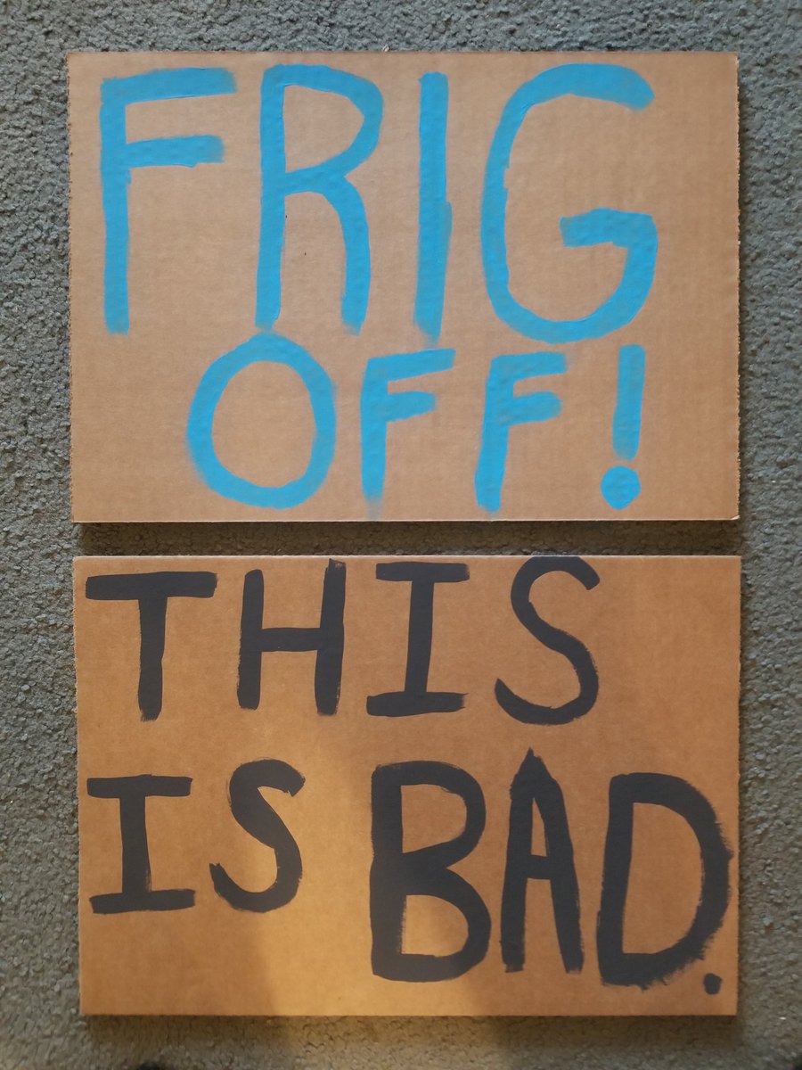 MonsterMob_MN's tweet image. Two more unused protestor signs from one of our live show skits
