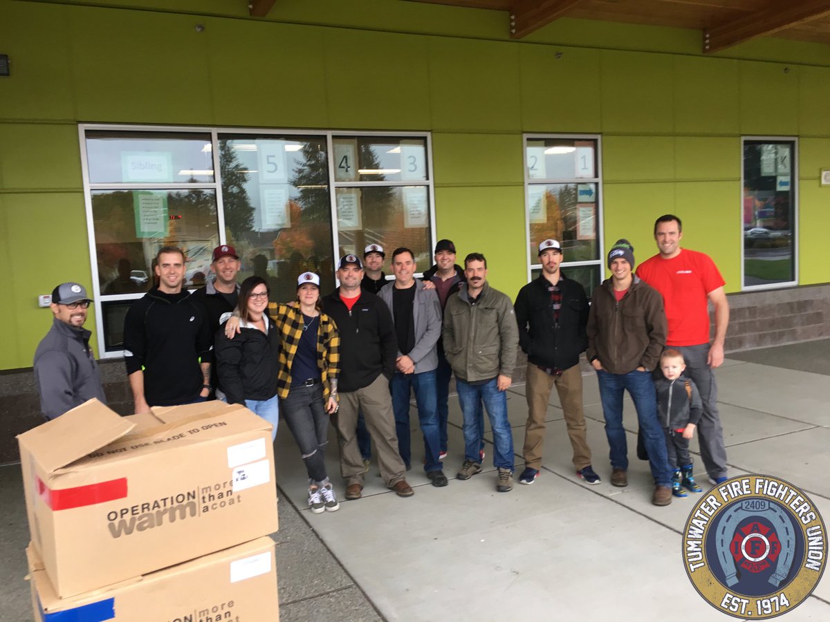 Yesterday, Tumwater Firefighters spent the morning sizing coats for kids at two local elementary schools. With great support from our community we have been able to raise enough money to put around 600 coats on kids. Coats will be delivered in November. #operationwarm #TOGETHER!