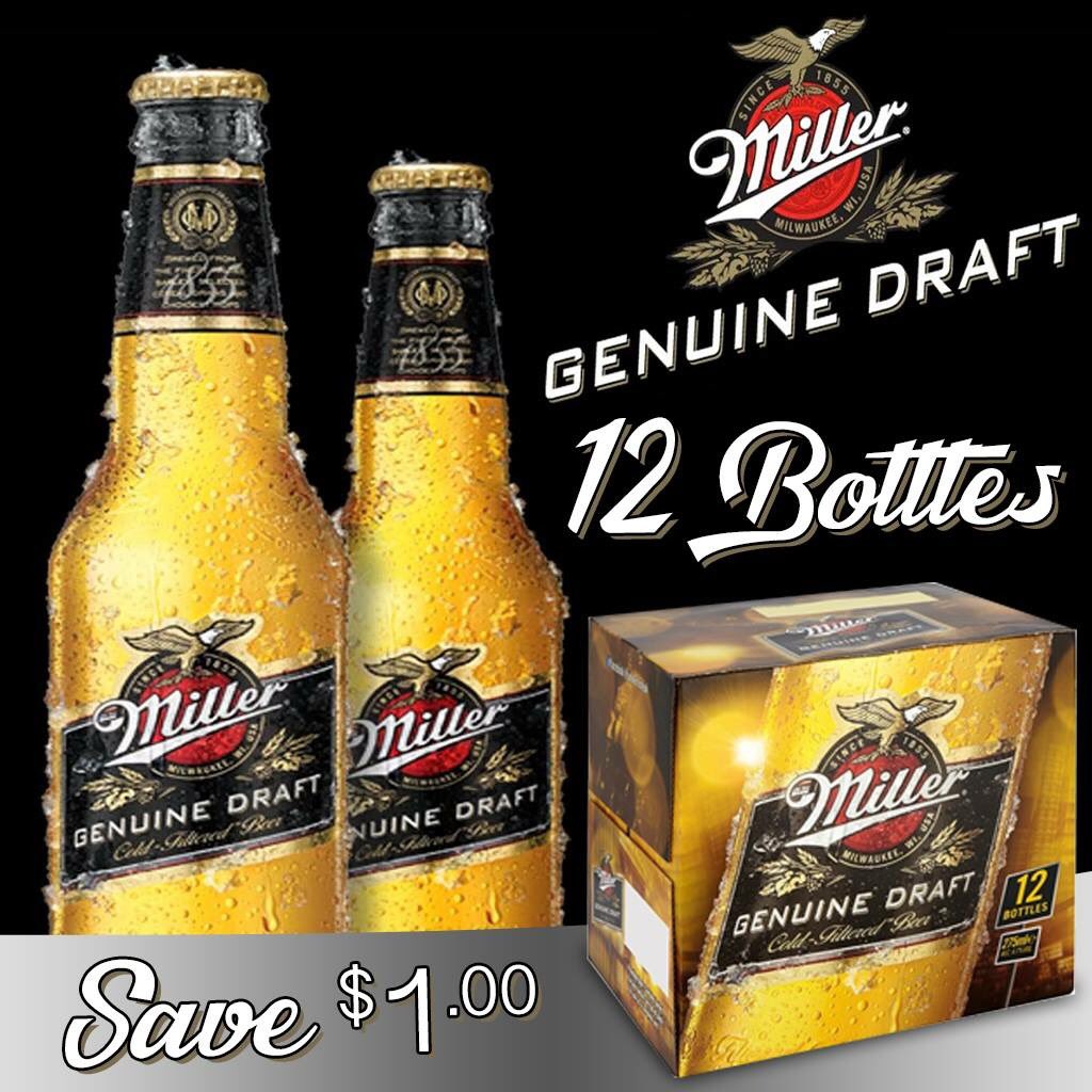 Preview for the month of Nov. Save $1 on 12 bottle packs of miller genuine draft - Easy drinking Miller Genuine Draft delivers a clean, crisp, smooth taste through its proprietary 4X cold filtered brewing process.

#MillerGenuineDraft #MGD #12Bottles #Savings