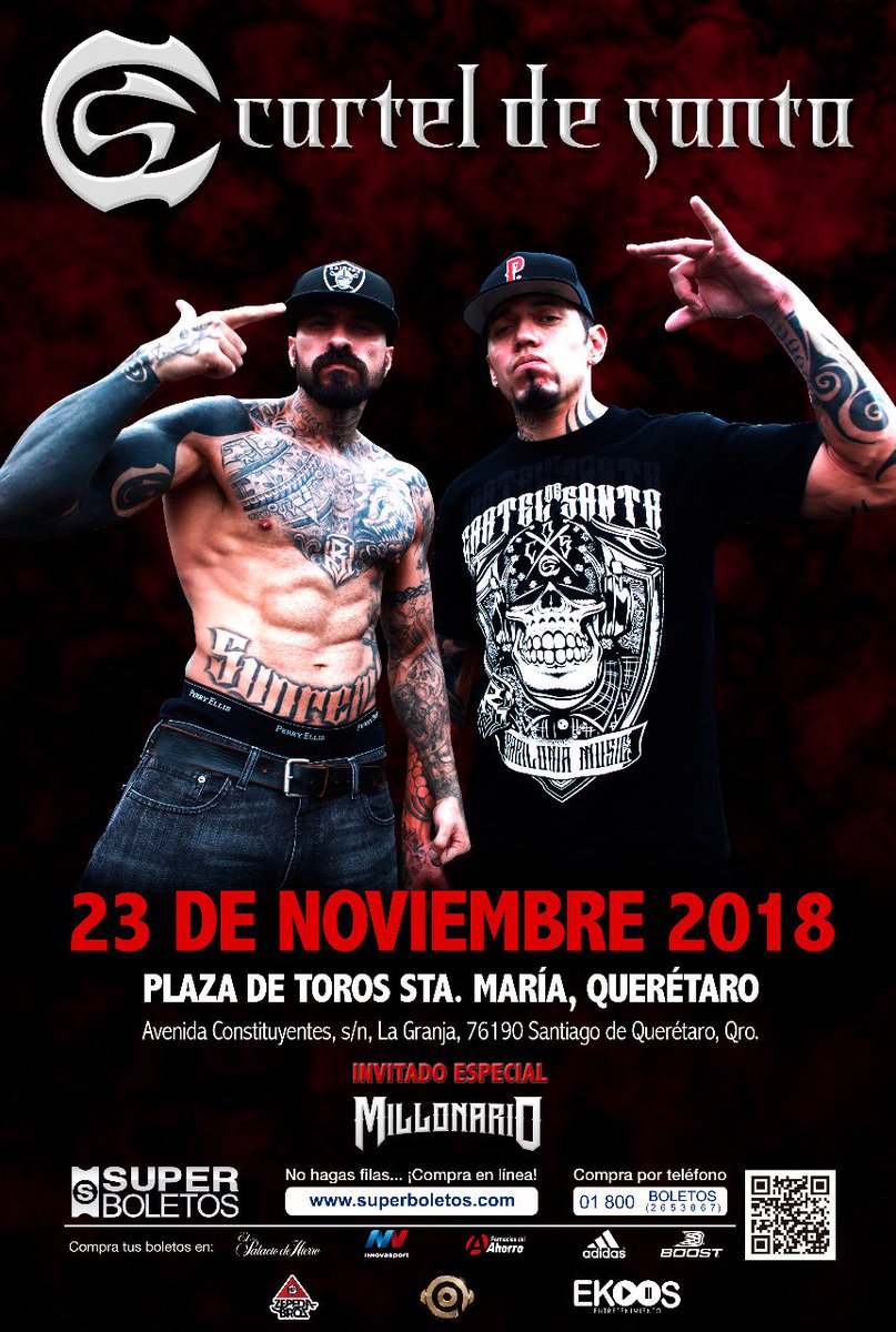 Ekoos Entretenimiento (@ekoosentreteni1) on Twitter photo 🔥<a href="/babocartel/">Babo Cartel de Santa</a> <a href="/elcarteldesanta/">EL CARTEL DE SANTA</a> 23 de noviembre en #queretaro #plazatorossantamaria 🔥
Boletos a través de <a href="/SuperboletosMx/">Superboletos</a> 🤘🏻 🔥<a href="/babocartel/">Babo Cartel de Santa</a> <a href="/elcarteldesanta/">EL CARTEL DE SANTA</a> 23 de noviembre en #queretaro #plazatorossantamaria 🔥
Boletos a través de <a href="/SuperboletosMx/">Superboletos</a> 🤘🏻