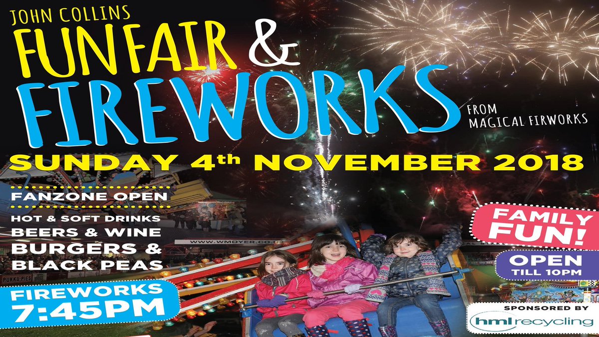 ASFCofficial's tweet photo. 😀| Our community Funfair &amp; Firework display, sponsored by @HML_Recycling, takes place this Sunday!
 
🎆 Professional Display 
🎡 Funfair
🎤 Live music
 
Tickets:
£4 Adults
£2 Under 16s
£10 Family Tickets 

Find out more here ⬇️
https://t.co/K2isWiDwRV https://t.co/kaiaoqGiuP