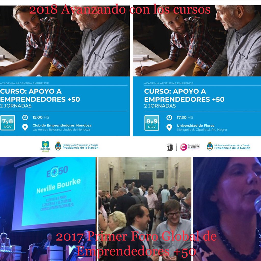 Que bueno ver Emprendedores +50 avanzando! Del Primer Foro Global a los cursos que se lanzan ahora! #E+50loqueviene #Revolucionsenior