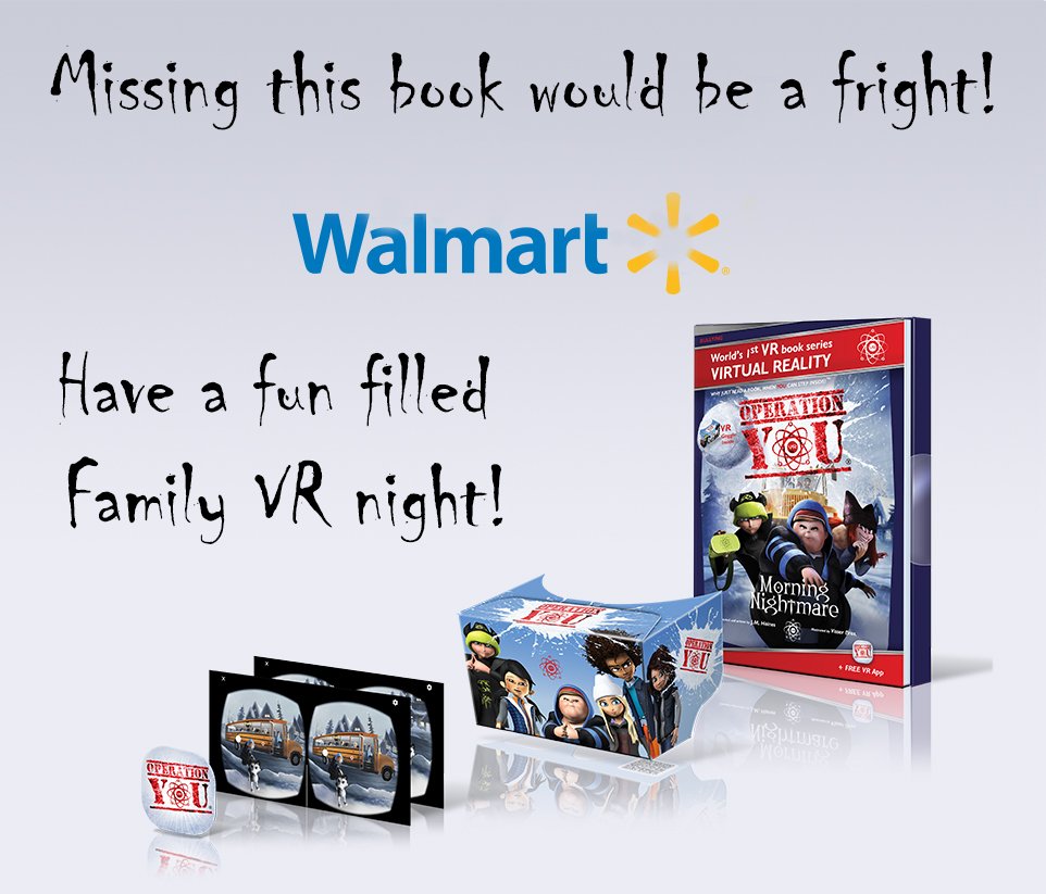 operationyouvr's tweet photo. It’s almost Halloween! Pick up the VR Book that started it all - Morning Nightmare! It’s frightfully perfect for your Halloween Party this week! Available exclusively at @Walmart! #VR #AR #ARBridgeVR  #VRBook #bully #bullying #stopbullying https://t.co/TW4Y5DtFHp https://t.co/2Qp0cnODcX
