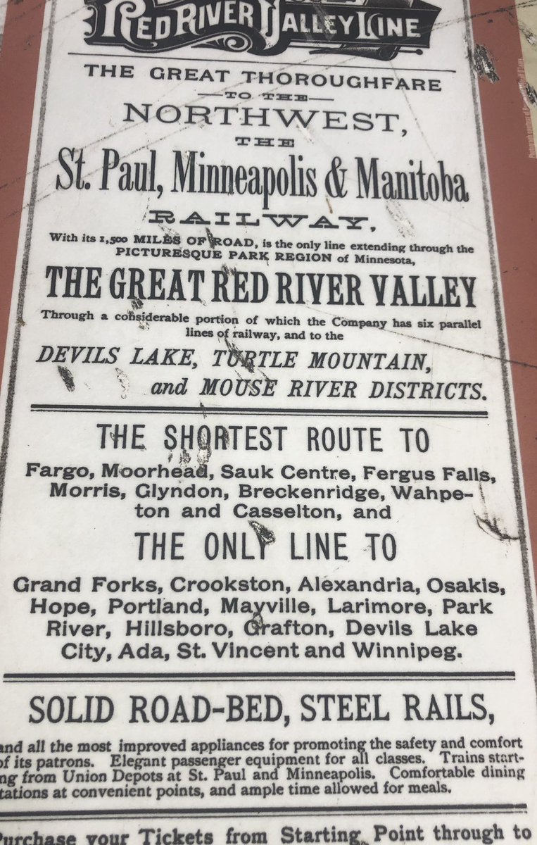 DaniKFisher's tweet photo. Stumbled on this historic sign for the St. Paul, Minneapolis, and Manitoba Railway (which later became the #GreatNorthern Railway, which merged into what is now @BNSFRailway) while in @GrandForksCity. #CanadaInND https://t.co/2v6KnbgAUE