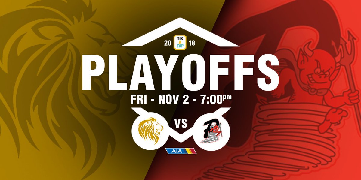 IT'S PLAYOFF TIME‼️🏈🤩 🎇 The 2018 AIA 3A State Championship Round 1 between <a href="/PRCAFootball/">Pusch Ridge Football</a>  🆚 <a href="/pagehighdevils/">PHS Sand Devils</a> is Fri Nov 2 @ 7pm. Skip the line,👌download🤳 TIKATAP app and get your 📲 🎟️🎟️ or visit bit.ly/2Dea1Wn for more info. #gomobile