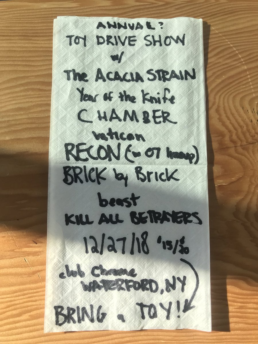 Alternate toy drive Flyer on a coffee shop napkin.