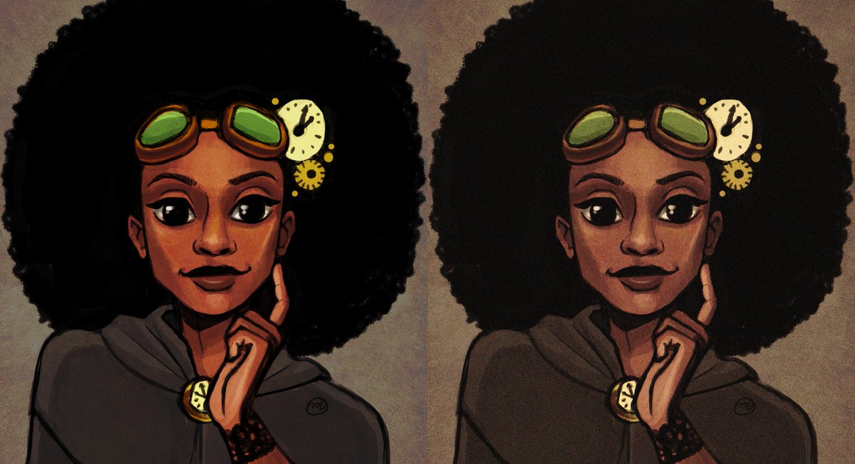 morg_city's tweet photo. #inktoberday14 is clock. I couldn't think of anything, so I shot for a #steampunk type look. ๐คท๐ฝโโ๏ธ
#inktober #Inktober2018 #afrosteampunk #afro #naturalhair #sketch https://t.co/GPLg4WOFRo