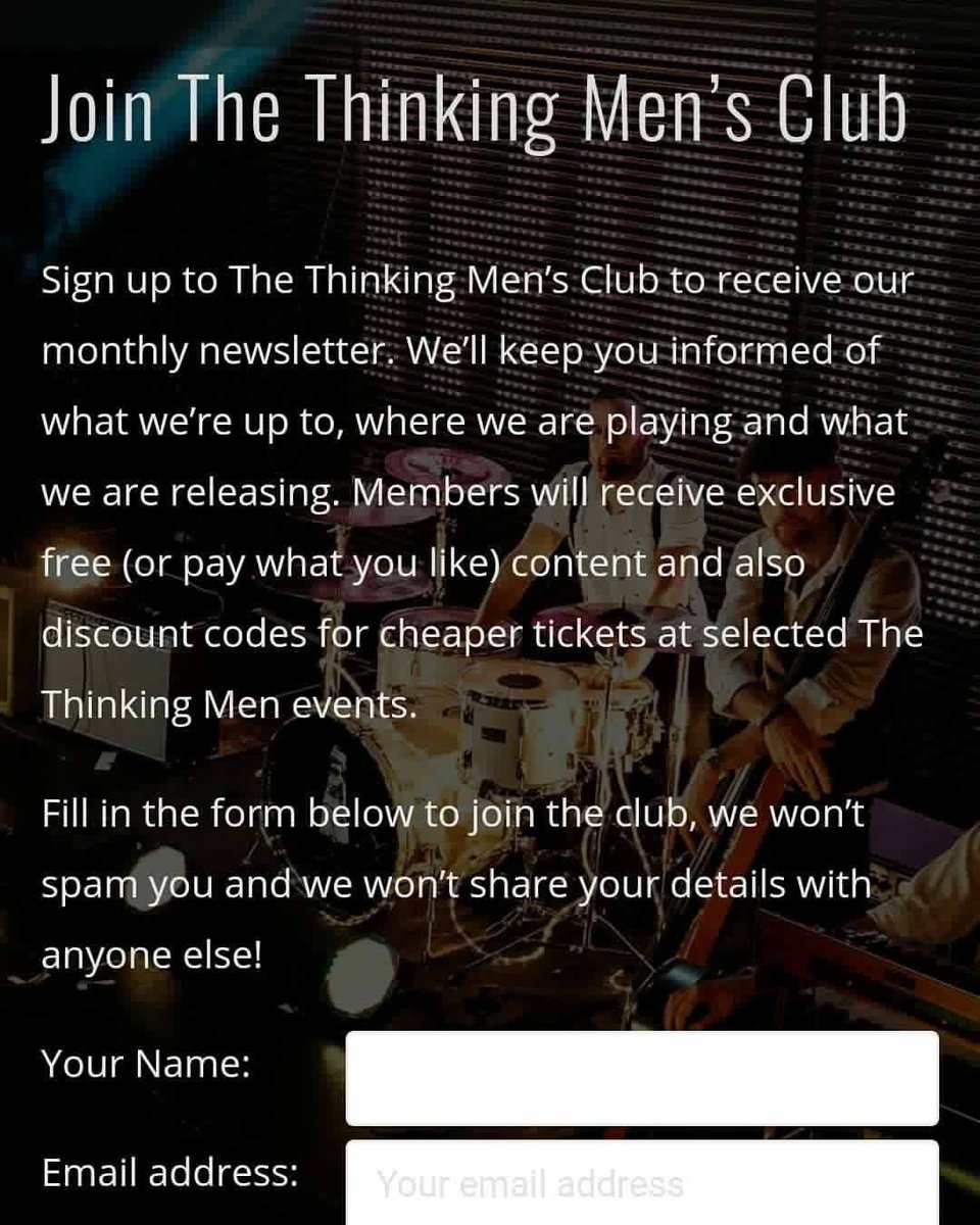 NEWS!  We've set up a new mailing list. So come and join The Thinking Men's Club and get exclusive content and keep up to date with our most recent news. This month we have a Halloween treat! Scroll to the bottom of the page and sign up: thethinkingmen.com