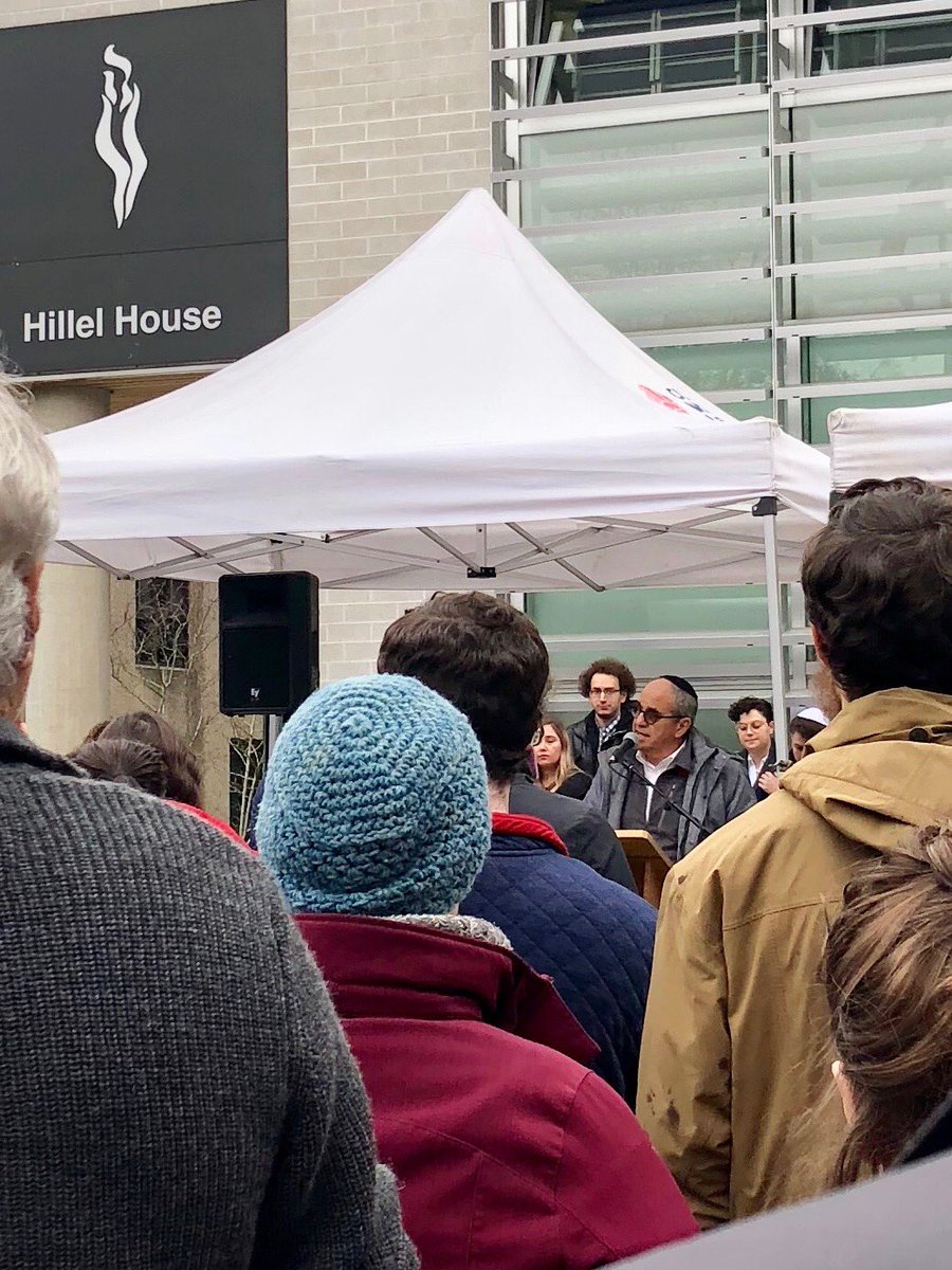 OnSophiaStreet's tweet image. Vigil in memory of victims of anti-Semitic murders in Pittsburgh at Hillel House, University of British Columbia