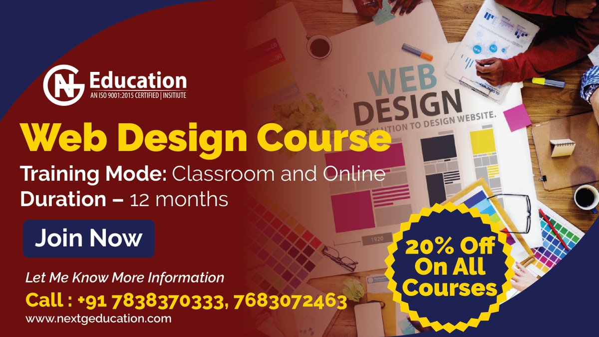 nextgeducation's tweet image. Next-G Education Present #Web_Design_course 
and We give a Special offer on this happy Week So, hurry! just Call us on +91 7838370333 or 
Mail us on: nextgeeducation@gmail.com