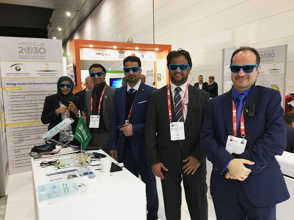 PulseAnalytics_'s tweet photo. The Ministry of Energy, Industry and Mineral Resources, and Deputy Minister for Mineral Resources, Saudi Arabia, in collaborative spirit at @IMARC_Mining in Pulse’s ‘Digital Mine Today’ LED sunnies.
#TheDigitalMine #imarc2018 #micromine #imarc #austmine #pulseanalytics https://t.co/YDt6r68bVx