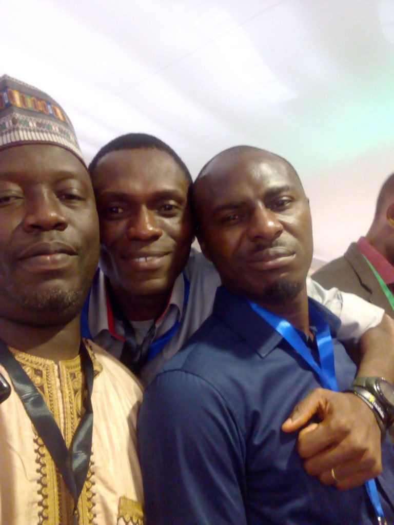 auwaltata's tweet photo. @internetsociety @auwaltata @isocngchapter @nigerian_nog R-L Cletus, Wale and Tata are saying Lets Make The Internet Affordable For The Next 100 million @ ngNOG2018 Conference. https://t.co/HOSMzkmGs8