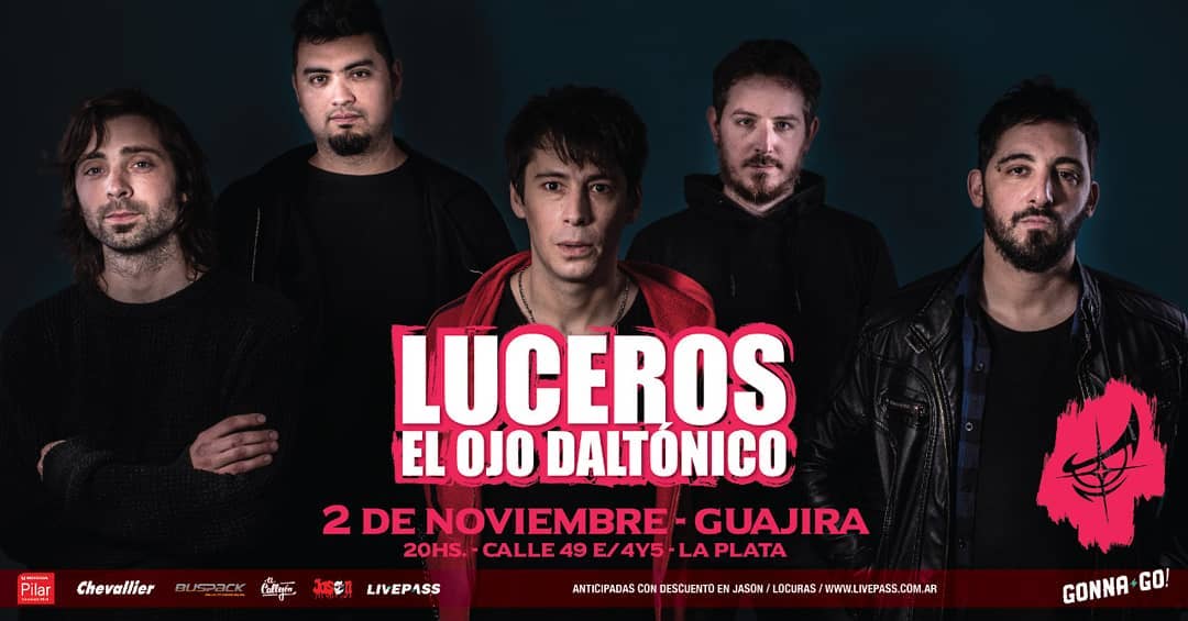 ¡Cuenta regresiva!📅VI2NOV | <a href="/elojodaltonico/">Luceros el Ojo Daltónico</a> vuelve a La Plata | 📍Guajira [Calle 49 E/4y5] 20hs. | Cc: <a href="/gonnagoprod/">Gonna Go!</a> 

Ant con desc:
💵 bit.ly/JasonLP   
💵 bit.ly/LocurasRockeria   
💳bit.ly/LucerosEnGuaji… vía <a href="/livepassarg/">Livepass Argentina</a>