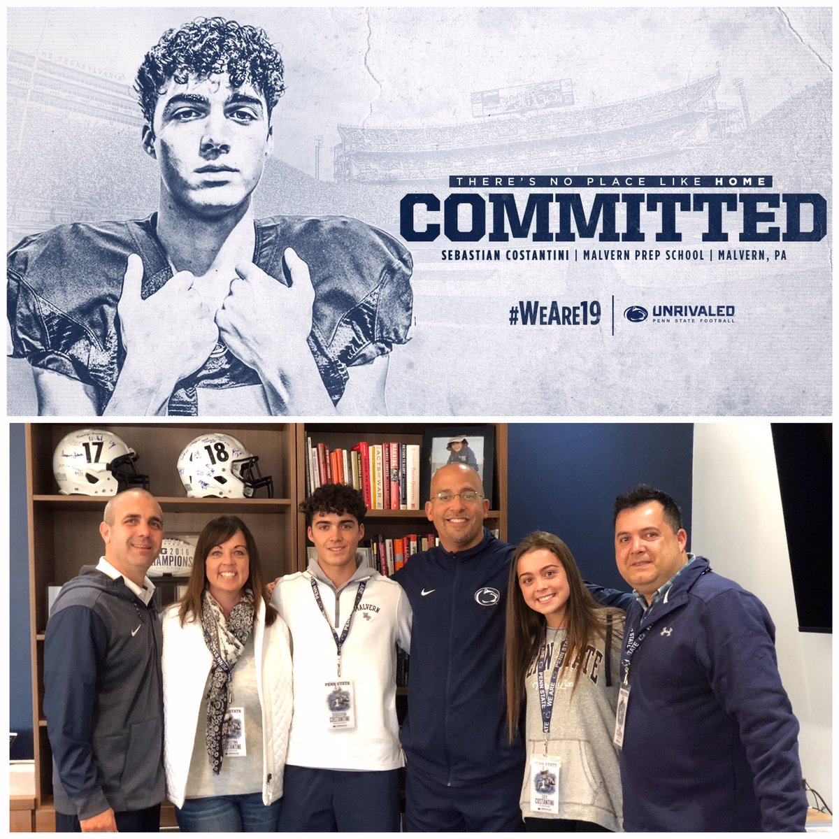 seb_costantini's tweet image. Extremely excited to announce that I will be continuing my academic and athletic career at Penn State. I want to thank all those who have helped me get to where I am today. #WeAre19 @coachjfranklin @Coach_Galiano @MalvernPrepFB @CoachGueriera