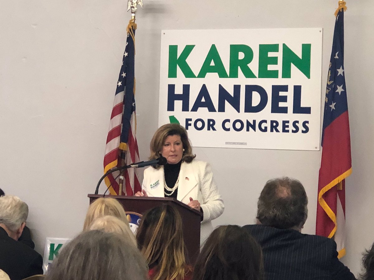 JEThompson's tweet photo. What an absolutely amazing afternoon campaigning for Karen Handel with Lara Trump. What an amazingly gracious lady the First daughter-in-law is. Thank you Team Handel for the honor of asking me to lead this rally! @karenhandel #VoteHandel #VoteKemp #VoteRepublican #WomenforTrump https://t.co/VAMpLR1QRQ