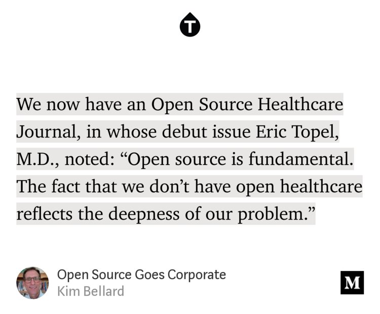 jonfollett's tweet photo. Nice mention of @goinvo's new Open Source Healthcare Journal in "Open Source Goes Corporate" - Kim Bellard https://t.co/8ppaQ1whxE #digitalhealth #healthcare #HealthIT #opensource https://t.co/VELb2QNJi2