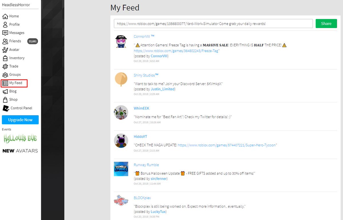 Tom Durrant On Twitter New My Feed Button On At Roblox - 