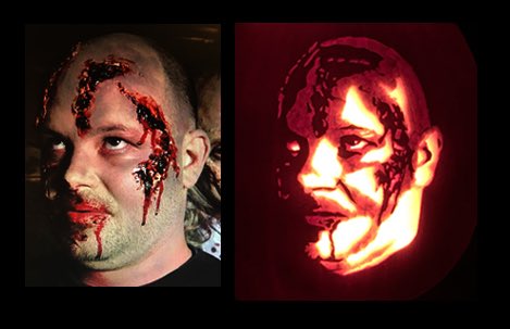 MLiscum's tweet image. Carving #26 of 2018 - Josh Oxenhandler, Zombie Esq (from the zombie musical “Song of the Dead”)