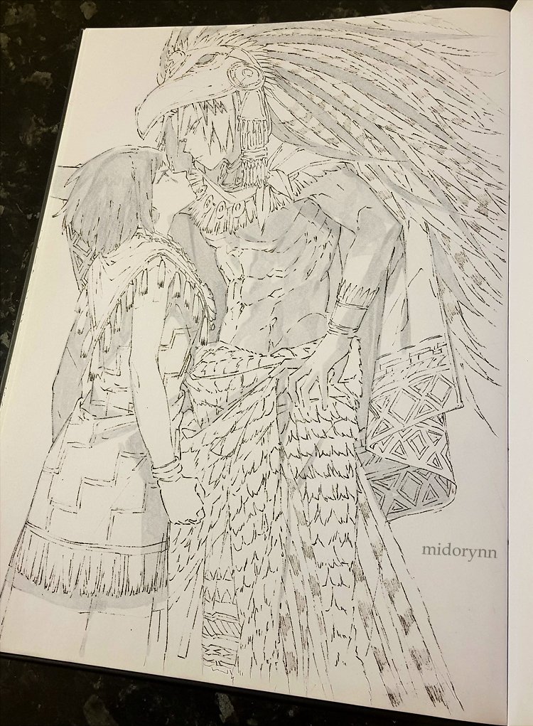 #Inktober Day 30. Jirou Kyouka and Kaminari Denki (Aztec noblewoman and an Eagle warrior, Tenochtitlan/Mexico.) #BokuNoHeroAcademia  #bnhainktober2018