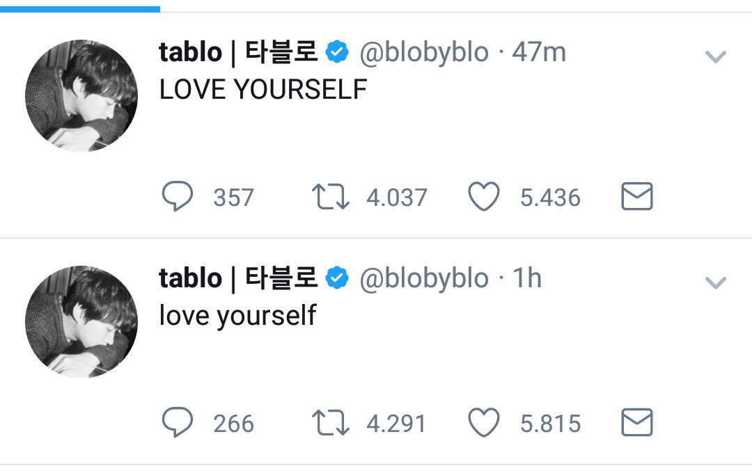 after bts released "love yourself: her," tablo gave them huge shoutouts on twitter and praised the album 