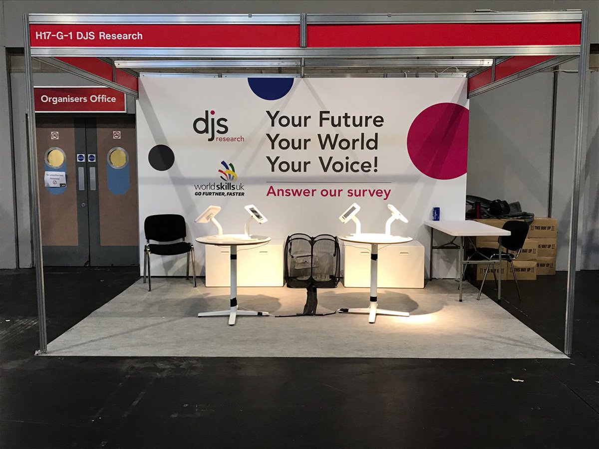 Getting ready to meet this years skills champions; designers, makers and problem solvers of the future. We’re evaluating the impact of <a href="/worldskillsuk/">WorldSkills UK</a> #skillslive Come and give your feedback #mrx #marketresearch
