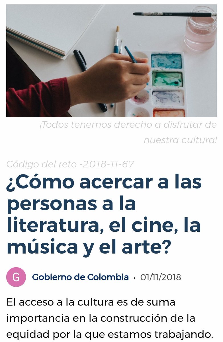 Excelente propuesta de teatro comunitario para acercamiento ciudadano a la #cultura #PactoPorLaCultura. Invito a todos a apoyarla en el siguiente link: pactoporcolombia.gov.co/proposals/1096…