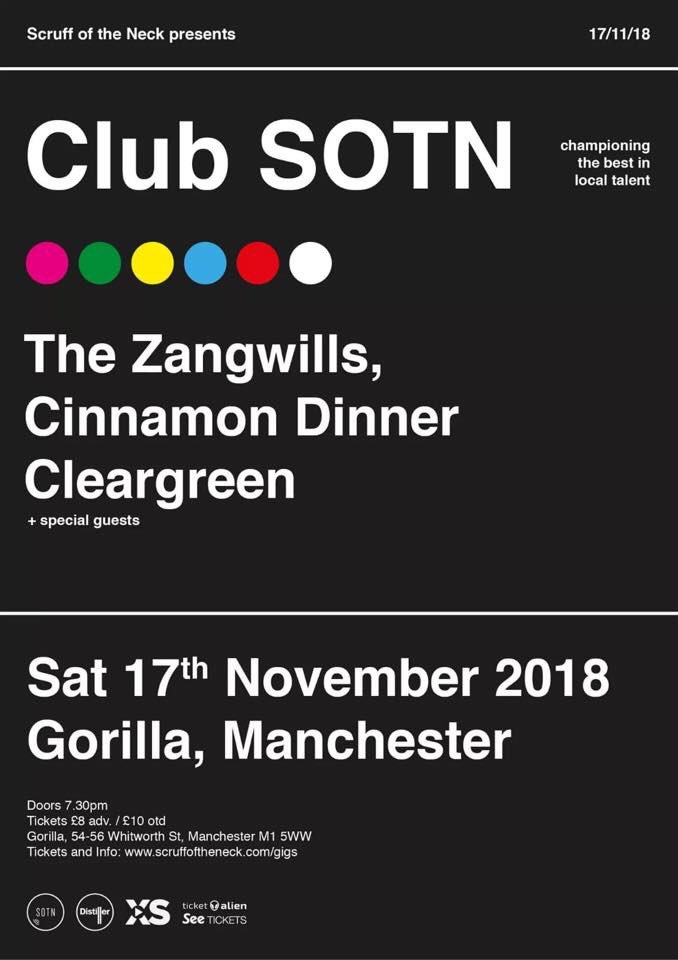 Tickets still available for our next gig
at Gorilla Manchester on Saturday. We are on around 7:30PM 

The Zangwills, Cleargreen and Critical Reaction are also performing on the night.

Tickets are £8, Message us and we will sort them for you!

See you all there!