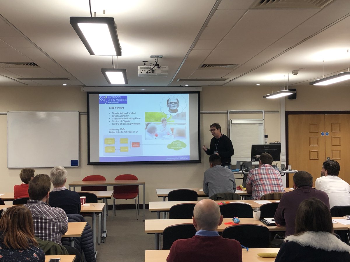 Not 1 but 2 user presentations at the Norther SRUG today taking place <a href="/durham_uni/">Durham University</a> How attending our user conference can lead to timetabling remodel and journey <a href="/LJMU/">Liverpool John Moores University</a> took with Resource Booker. #timetabling #University