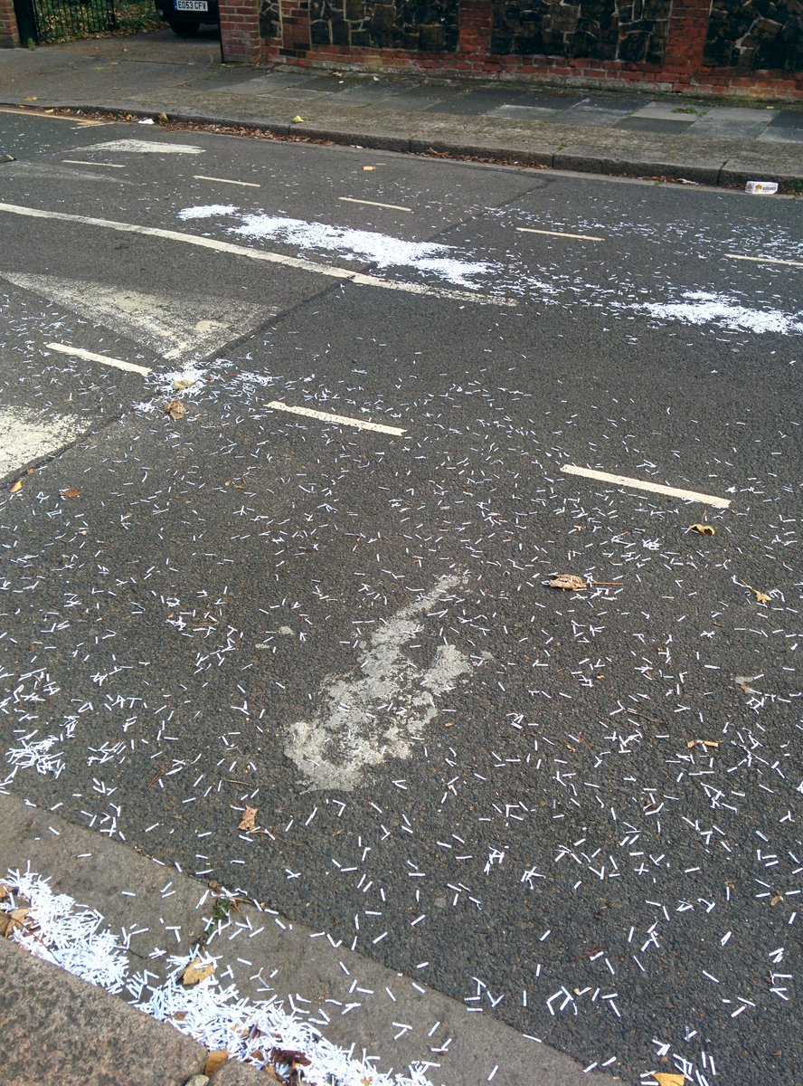 ally_mintz's tweet photo. Hi @NewhamLondon recycling lorry made this mess on my rd yesterday. They saw they'd done it. Shouldn't they be sweeping up their mess? https://t.co/T354BOTuPy