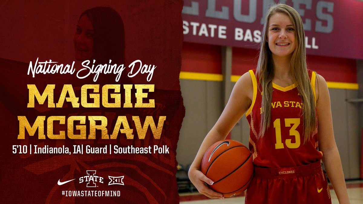 CycloneWBB's tweet image. We are excited to announce the addition of @mcgraw_maggie to the Iowa State family! She officially signed her NLI, and will compete for the #Cyclones next season. 🌪️🏀🌪️

#IowaStateOfMind