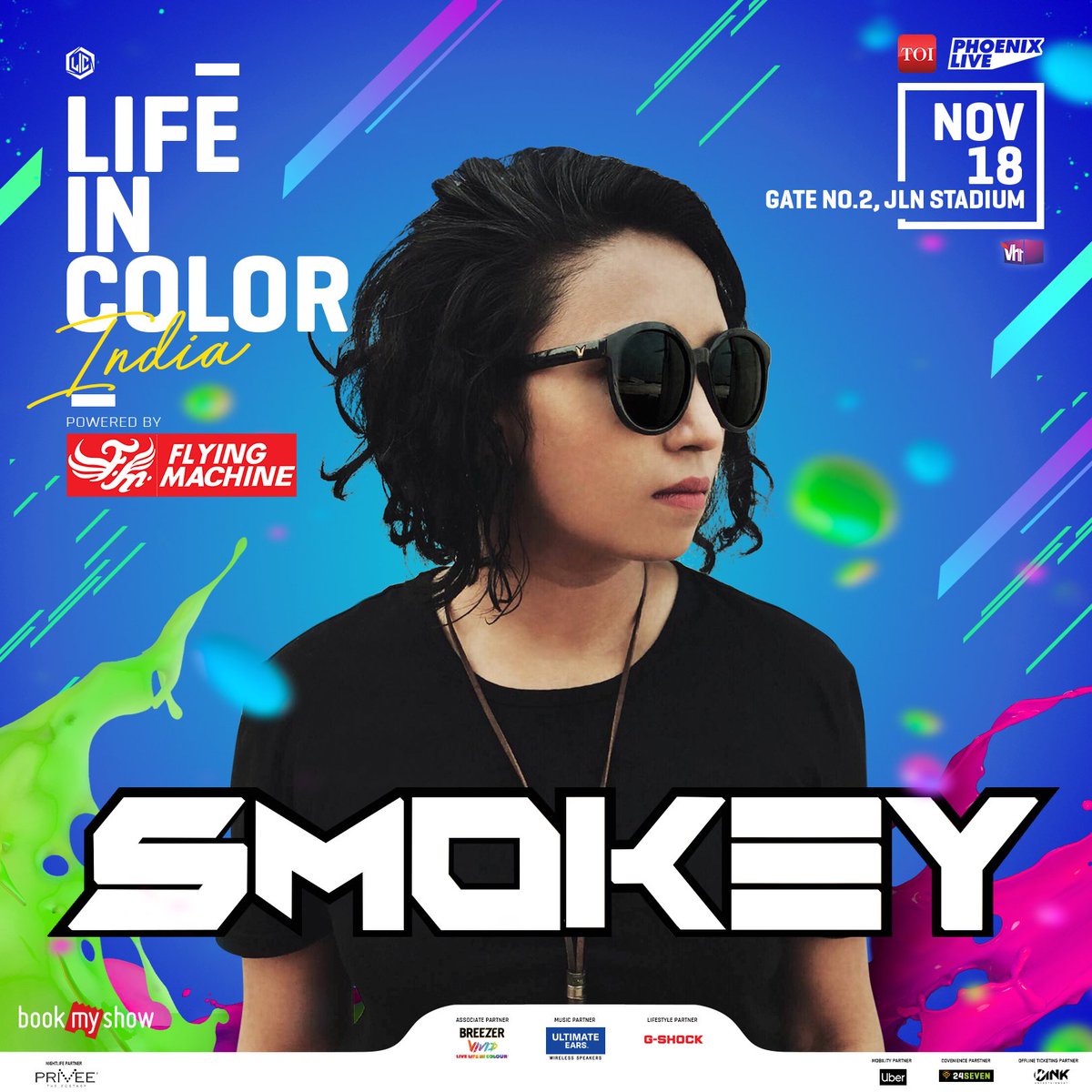 Party <a href="/SmokeySound/">Smokey</a> style this weekend with <a href="/lictourIndia/">Life In Color India</a>! 

Sunday 18 Nov at JLN Stadium.

#Smokey #LifeInColor #Weekend #LIC #LifeInColorIndia #LICTour #India #Vh1India #GetWithIt #Party