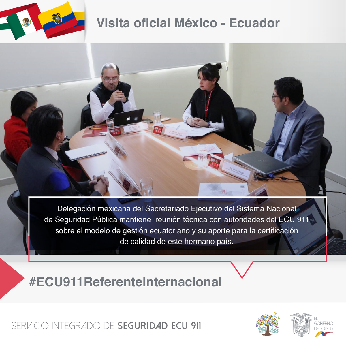 #ECU911 brinda asesoría al Sistema Nacional de Seguridad Pública de México quienes buscan obtener la certificación de servicios de emergencia #EENA #ECU911ReferenteInternacional
